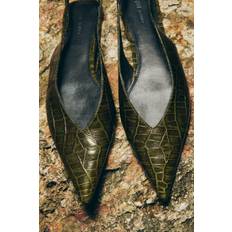 Läder Pumps H&M Slingbacks Läder Dam - Mörk Khakigrön