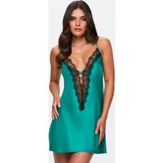 Green Negligées Ann Summers Cherryann Satin Lace Chemise - Dark Green