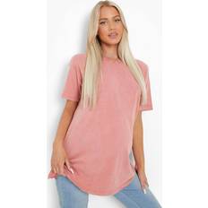 boohoo Womens Maternity Washed Out T-Shirt Pink