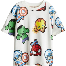 H&M Comics T-shirt Med Tryk - Hvid/Marvel