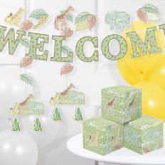 Hand & Footprints Creative Converting Safari Baby Animal Decor Set 37 ct