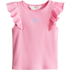 H&M Topp Med Broderat Motiv - Rosa
