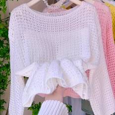 Lace - Women Cardigans Temu Elegant Yellow Lace Cardigan Loose Fit Long Sleeve - Spring