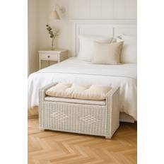 Truhen Rattan Sitztruhe Massivholz Braun Truhe
