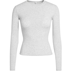 SKIMS Cotton Jersey Long Sleeve T-shirt - Light Heather Grey