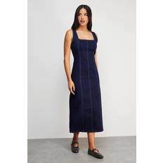 Indigo Denim Dress Seam Detail Fitted - Indigo