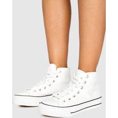 Trainers boohoo Canvas Hi Top Platform Trainers - White