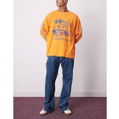 Weekday Space Jeans Med Lige Ben Slidser Kanterne Marmoreffekt - Blå