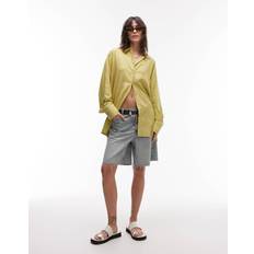 Green - Linen Shirts Topshop Linen Look Shirt - Green Stripe