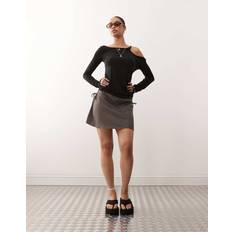Weekday Skirts Weekday Mini Skirt Ruched Side Detail - Dark Mole