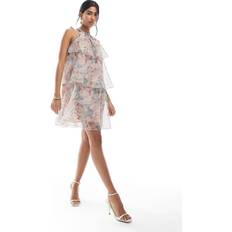 Vero Moda Blekt Blommig Panelsydd Miniklänning Med Halterneck - Flera