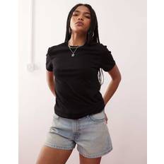 Weekday Svart T-Shirt Med Bundna Sömmar - Svart