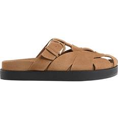 Leather Cage Sandals - Beige