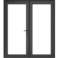 Grey External Door Crystal Left Hand Double Glazed French External Door Clear Glass (179x209cm)