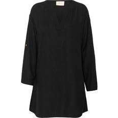 Cream Crventa Linen Tunic - Pitch Black
