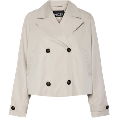 Pieces Carlett Short Trenchcoat - Silver Grey