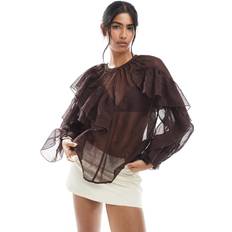 Bruna Blusar Vero Moda Chokladbrun Boho Stil Blus - Volang
