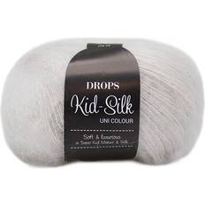 Mohair Garn Drops Design Kid Silk Uni Colour Chalk 210m