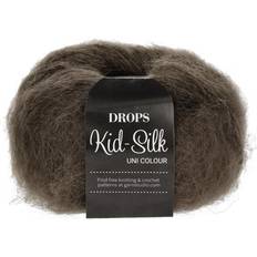 Mohair Garn Drops Design Kid Silk Uni Colour Dark Brown 210m