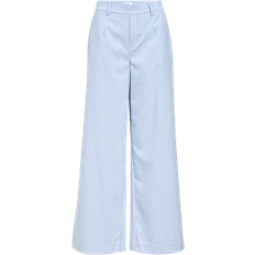 Object Lisa Wide Leg Pants - Cloud Dancer/Cornflower Blue