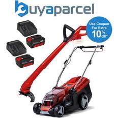 Lawn Mowers Einhell Twin 18V 36V Lawnmower 34cm Cut 2x4ah Battery Powered Mower
