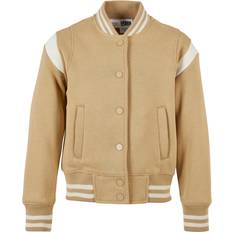 Urban Classics Girl's Inset College Sweat Jacket - Unior Beige/White Sand