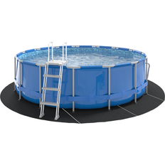 vidaXL Runda Poolöverdrag Svart Plast Ø 428 cm