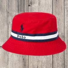 Red Hats Polo Ralph Lauren Twill-Loft Stripe Bucket Hat - Bold Red