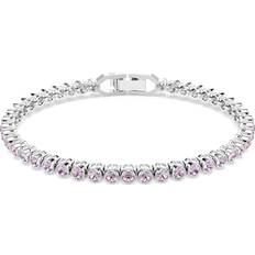 Purple Bracelets Swarovski Imber Emily Tennis Bracelet Round Cut Purple Rhodium Plated - Pink