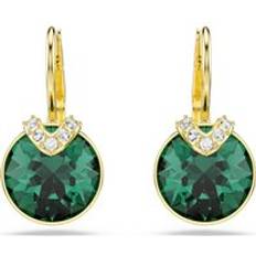 Green - Women Earrings Swarovski Gold Bella Emerald Drop Earrings Round Cut - Green