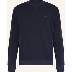 Cotton Blend Sweatshirt With Zipped Sleeve Pocket - Blå