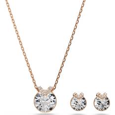 Hvid Smykkesæt Swarovski Bella V Set Rundschliff Weiß Roségold Legierungsschicht