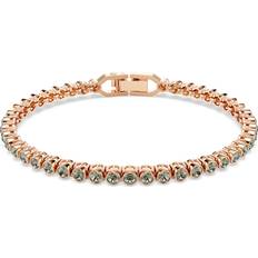 Crystal Bracelets Swarovski Imber Emily Tennis Bracelet Round Cut - Black/Rose Gold Tone Plated Grey