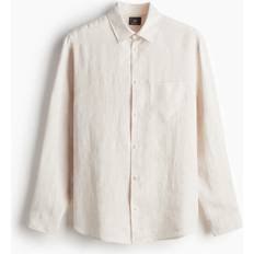 H&M Regular Fit Linen Shirt - Light Beige