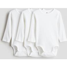 Solid Colours Bodysuits H&M Baby Ribbed Bodysuit 3-Pack - White