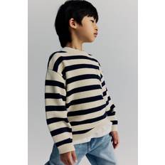 Knitted Sweaters Children's Clothing H&M Boys Striped Cotton Jumper - White/Navy Blue
