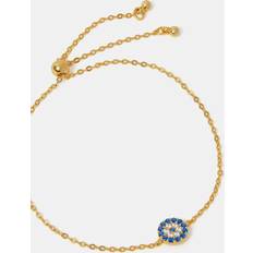 Gold Bracelets Accessorize 14ct Gold-Plated Evil Eye Bracelet - Metallic