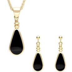 Yellow Jewellery Sets C W Sellors 9ct Yellow Gold Whitby Jet Pear Shaped Bottle Top Set
