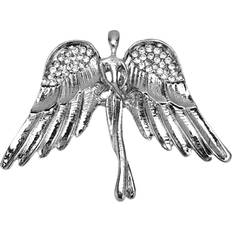 Kristall Broscher Neoglint Guardian Angel Brooch Pin Crystal Jewelry Lapel - Silver Black