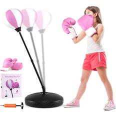 Rosa Boxningsset Cwy Höjdjusterbar Stansboll Boxningshandskar Handpump Set Rosa