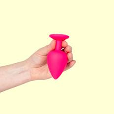Stor Silikone Plug Med Smuk Sten Pink