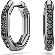 Swarovski Black Earrings Swarovski Dextera Hoop Earrings Octagon Shape Round Cut - Black