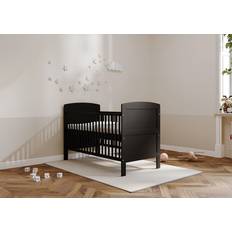 Black Cots Kid's Room Large Reggie 3 in 1 Baby Black Cot Bed