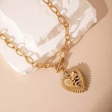 Shein Chunky Gold Adjustable Heart Necklace For Women