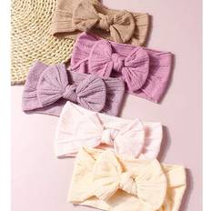 Shein Newborn Baby Girl's Soft Nylon Stretchy Bow Headbands - Suitable