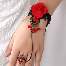 Red Bracelets Shein Flower Decor Mittens Bracelet Valentines