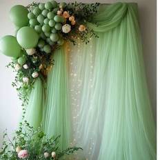 Shein Light Green Sheer Tulle Curtain