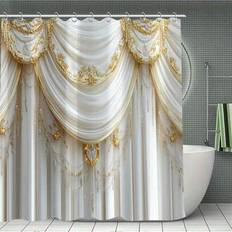 Bathroom Accessories Shein Elegant 3D Luxury Drapery Design Shower Curtain