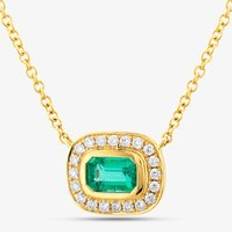 Emerald Necklaces 18ct Yellow Gold Emerald Cut Diamond Necklace