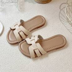 Beige Flip Flops Children's Shoes Shein Fashionable Summer Flip-Flops For Girls - Comfortable